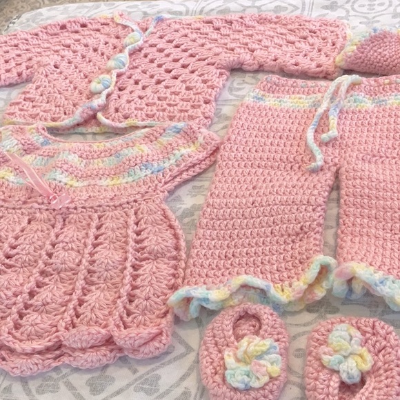 Hand Crafted Other - 6 piece crocheted baby girl set 6-9 months